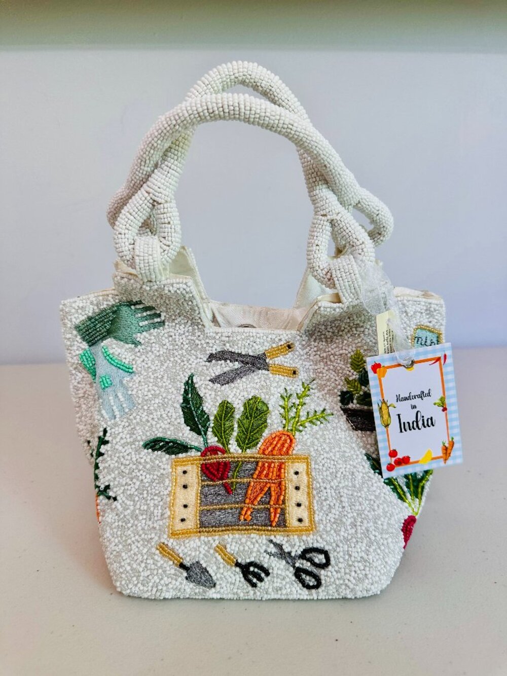 TIKTOK VIRAL HANDCRAFTED IN INDIA VEGGIE GARDEN BEADED HANDBAG